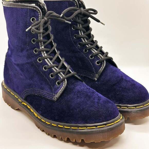 Dr. Martens Shoes - 1990s Vintage Dr. Martens 1460 Pascal Purple Velvet Boots